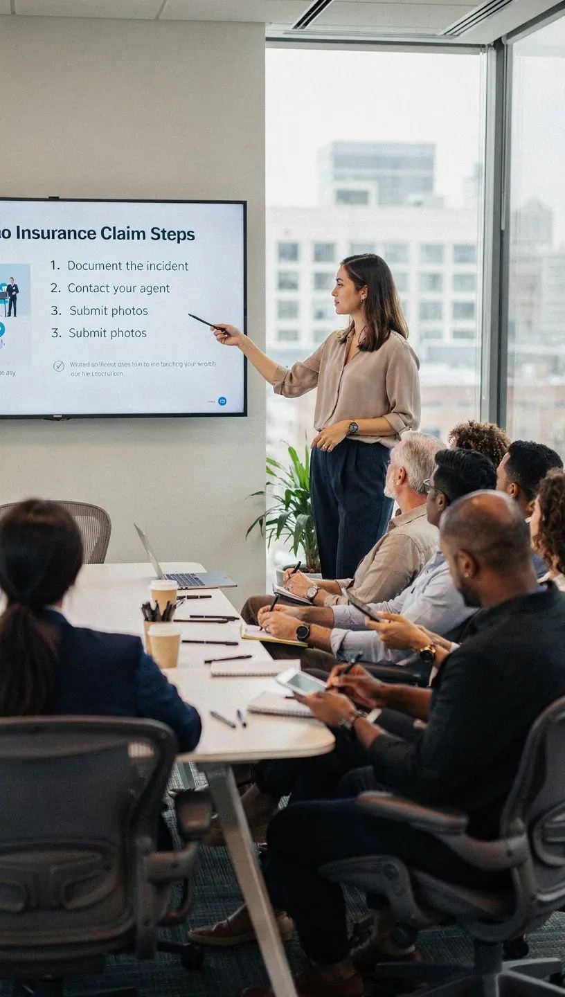 Kierowca przeglądający dokumenty ubezpieczeniowe w biurze.